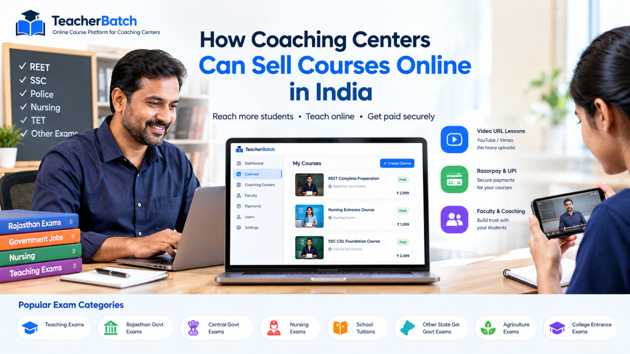 Sell courses online for coaching centers in India